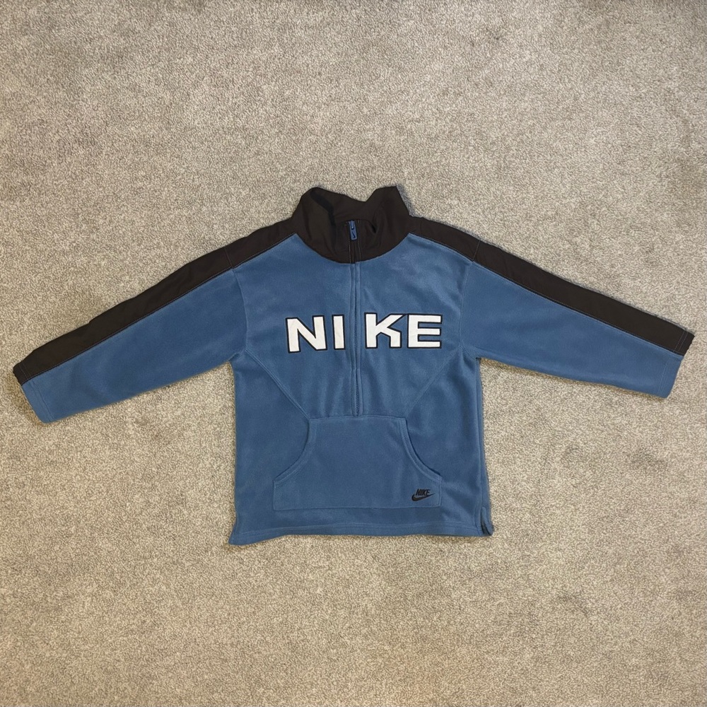 Nike Kids Blue Brown Fleece Quarter Zip Pullover Size 6